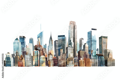 Cityscape Clipart Isolated on White Background for Creative Designs