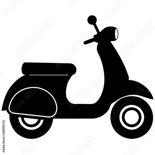 scooter vector silhouette black bike illustration on white background