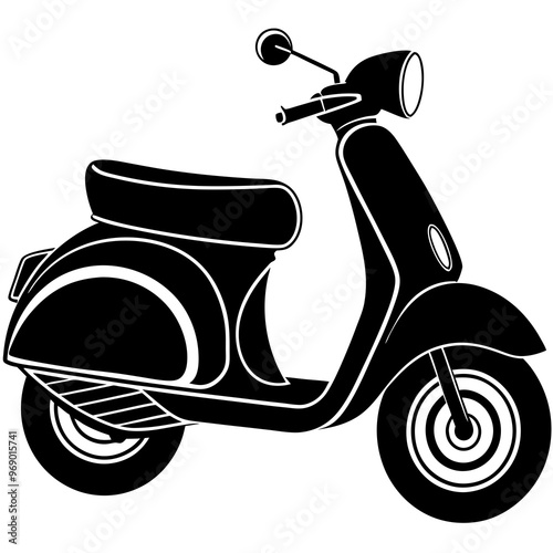 scooter vector silhouette black bike illustration on white background