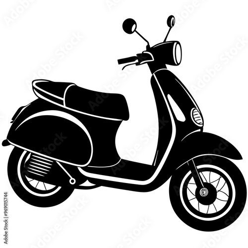 scooter vector silhouette black bike illustration on white background