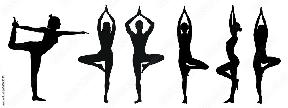silhouette 2d graphic of doing yoga png cut out element set silhouette 2d graphic of doing yoga png cut out element set