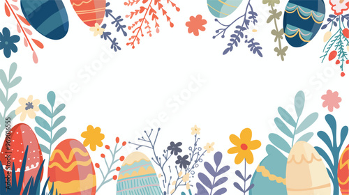 Colorful Easter Eggs Flat Vector on Colored Background
