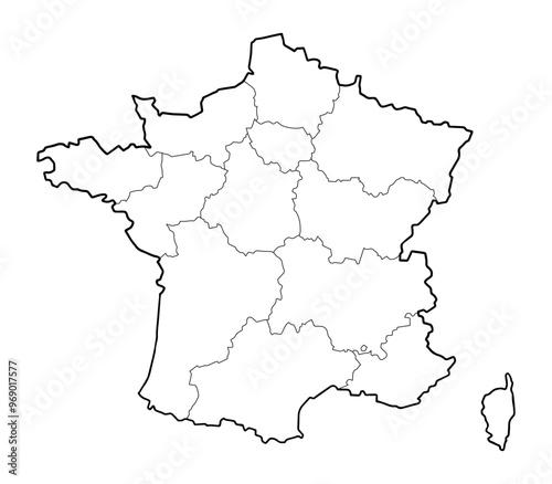 France country outline map with border. Hand drawn illustration vector.	
