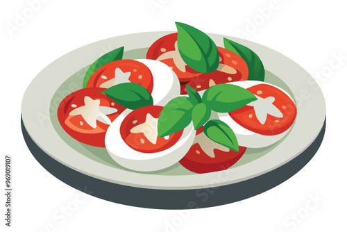 Caprese salad, vector illustration on white background