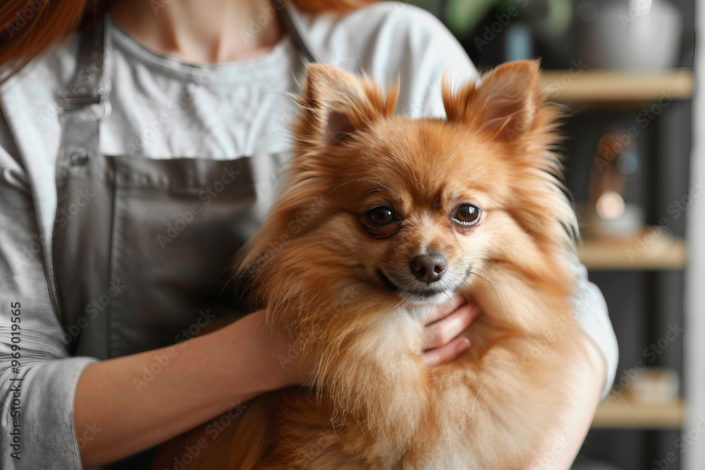 Photo of a dog in veterinarian clinic generative AI Photo of a dog in veterinarian clinic generative AI