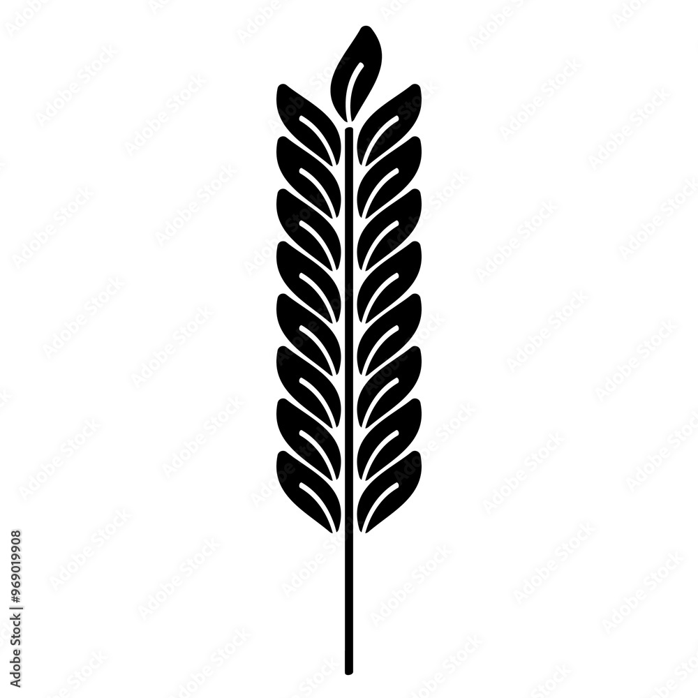 Illustration depicting a black icon of a spike of wheat on a white background
Illustration depicting a black icon of a spike of wheat on a white background