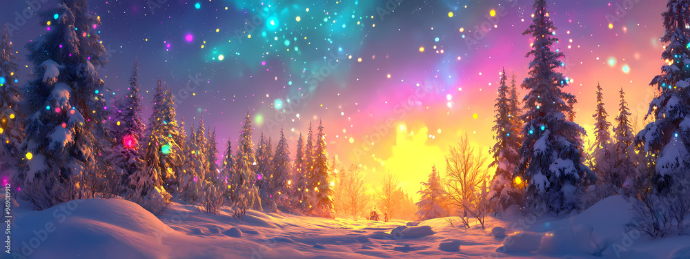 Obraz premium Colorful Winter Wonderland