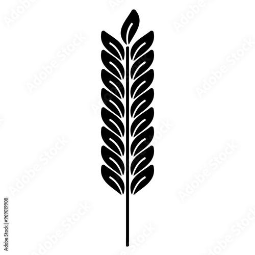 
Illustration depicting a black icon of a spike of wheat on a white background