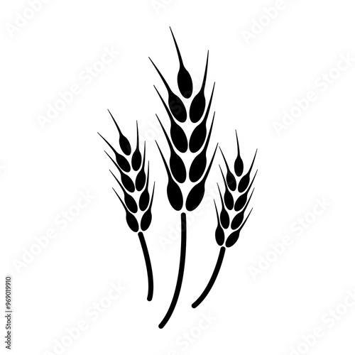 
Illustration depicting a black icon of a spike of wheat on a white background
