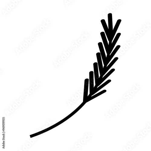 
Illustration depicting a black icon of a spike of wheat on a white background