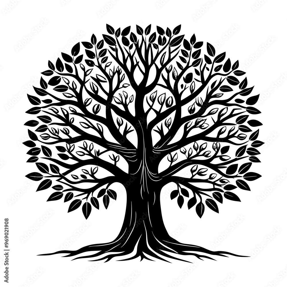 Fototapeta premium single tree line art vector. hand drawing line black and white tree