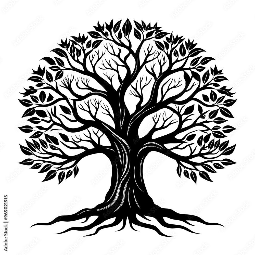 Obraz premium single tree line art vector. hand drawing line black and white tree