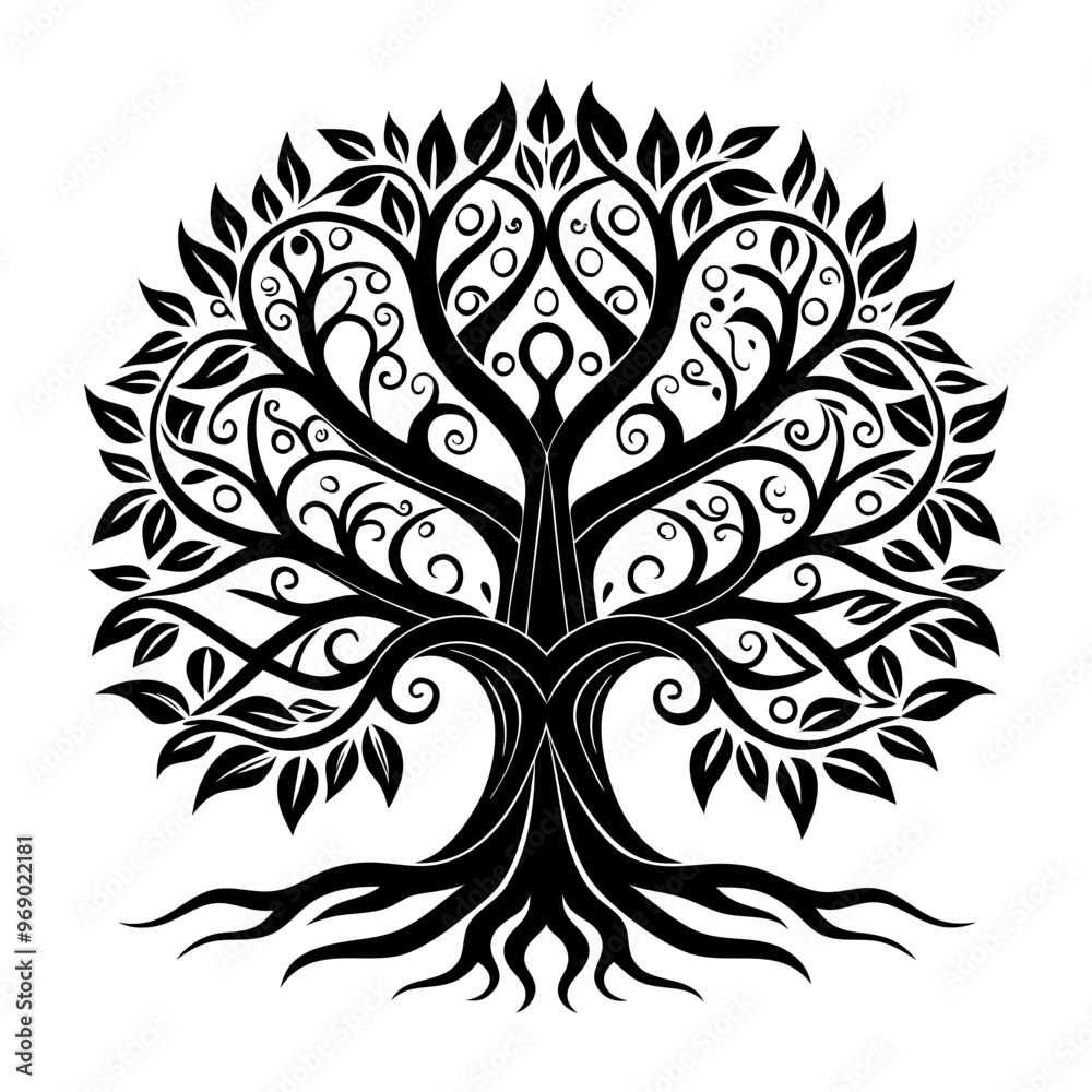 Obraz premium single tree line art vector. hand drawing line black and white tree