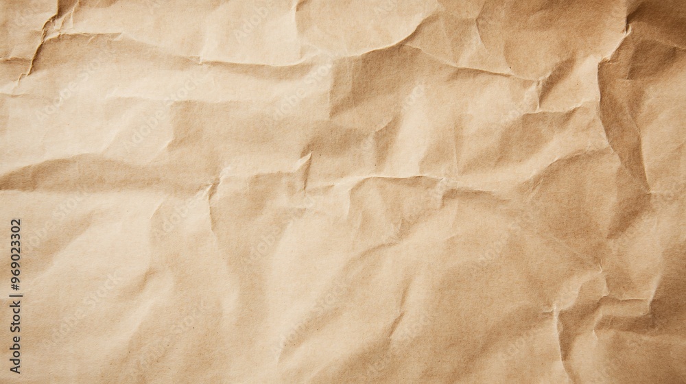 Fototapeta premium Textured crumpled brown paper background, adding depth and warmth to designs.