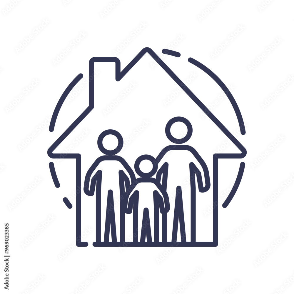 Illustration of a family inside a house symbolizing community, unity, and home. Illustration of a family inside a house symbolizing community, unity, and home.