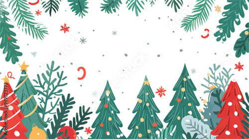 Cute Christmas Background Vector Isolated on White