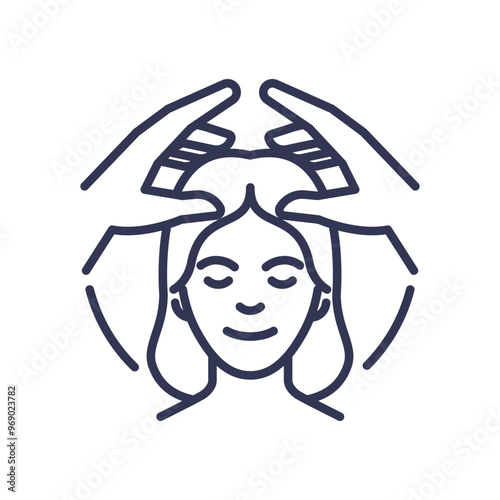 Illustration of a person receiving a head massage, symbolizing relaxation and stress relief.
