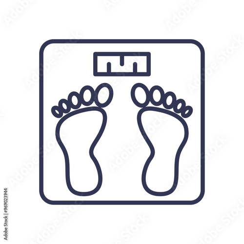 Illustration of feet on a scale, symbolizing weight loss and fitness tracking.
