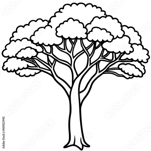 jacaranda tree outline coloring book page line art drawing