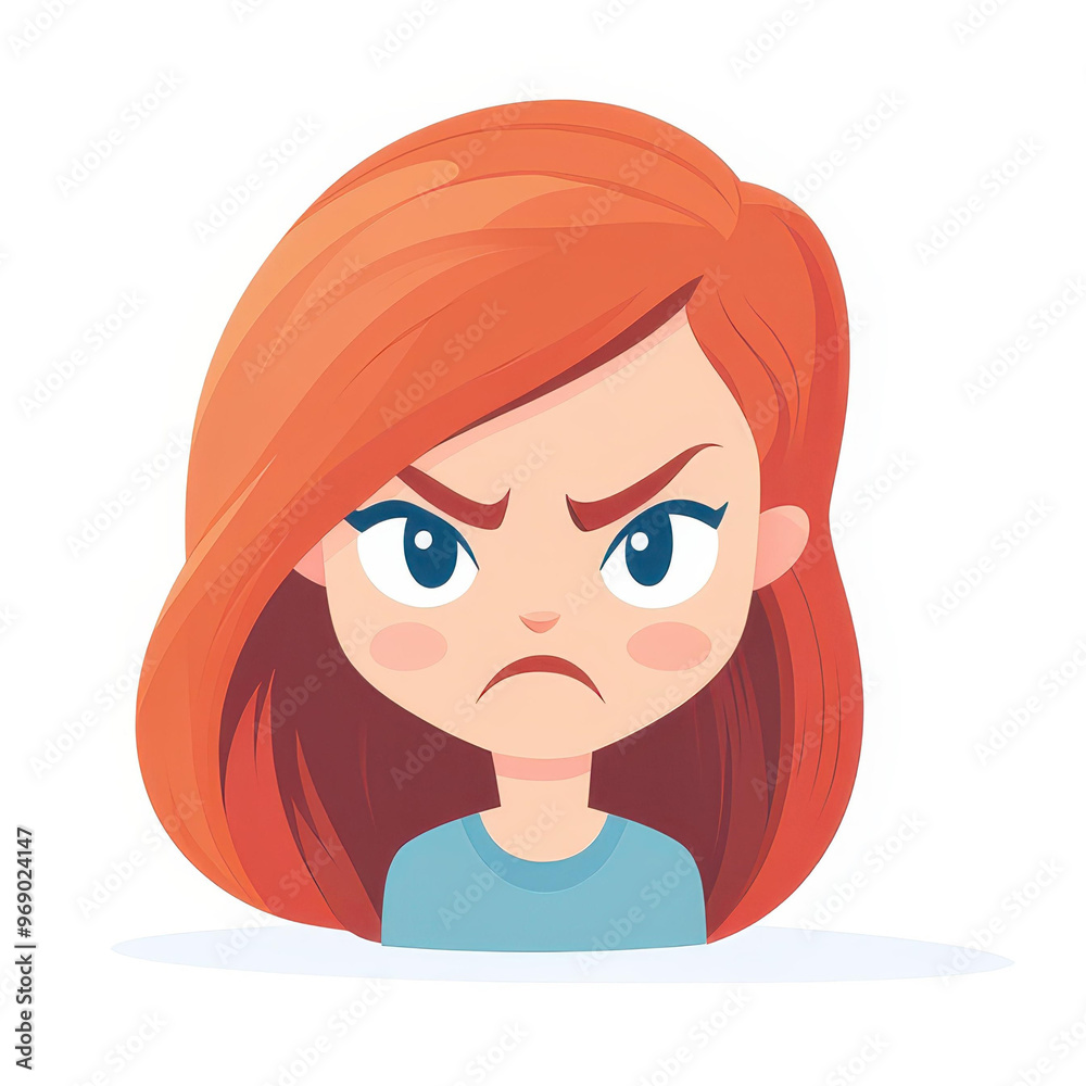 A vibrant D emoticon features a cartoon woman with striking red hair, showcasing an angry expression with clarity. A vibrant D emoticon features a cartoon woman with striking red hair, showcasing an angry expression with clarity.