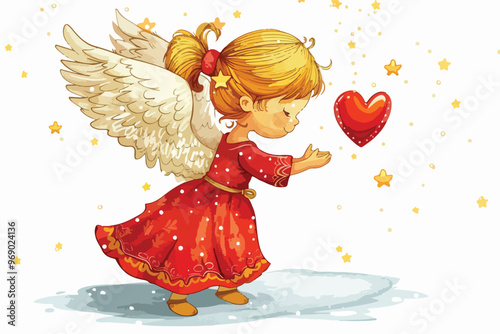 Cherubic Christmas Angel Vector Clipart Illustration