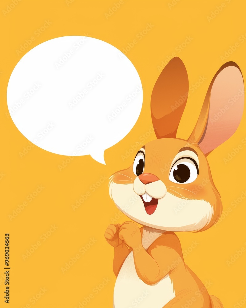 Modern Flat Design Rabbit Illustration with Blank Text Bubble Modern Flat Design Rabbit Illustration with Blank Text Bubble