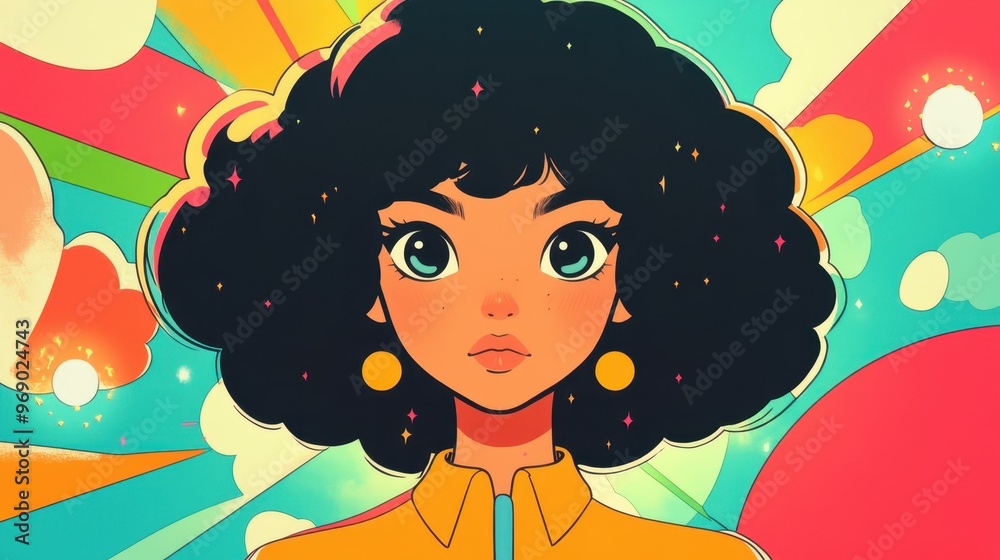 A trendy twentysomething with vibrant black hair rocking pop style fashion for a fun and youthful vibe. A trendy twentysomething with vibrant black hair rocking pop style fashion for a fun and youthful vibe.