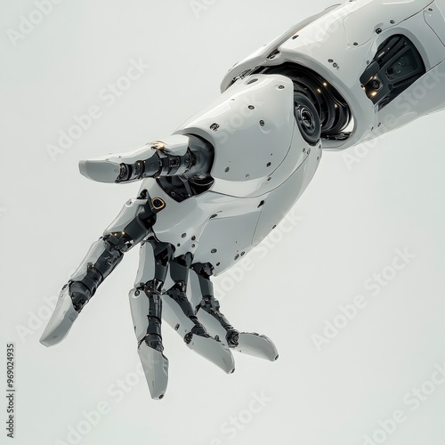 Futuristic robotic hand gesture invitation or command