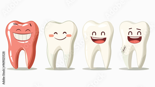 Professional Dental and Teeth Care Icon Set, Four Flat Vector Icons Isolated on White Background
