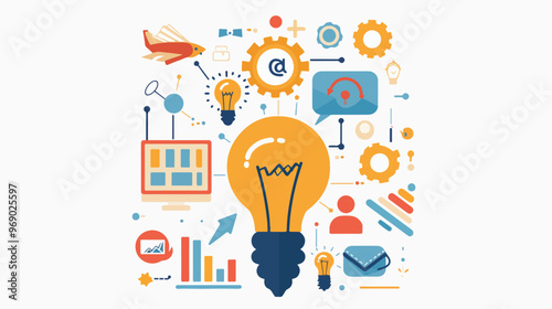 Creative Design Innovation Concept, Flat Vector Illustration for Ideas, Visual Thinking and Inspiration