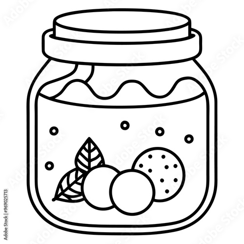 jar of jam items outline coloring book page line art drawing