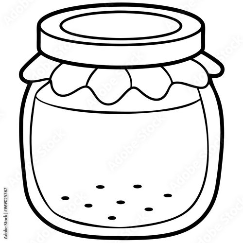 jar of jam items outline coloring book page line art drawing