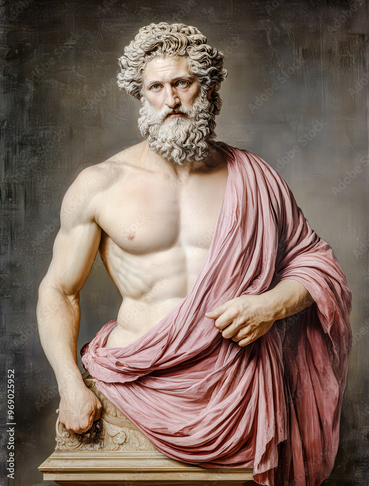 Zeus, the Mighty Greek God of Thunder in Majestic Pose Amidst the ...