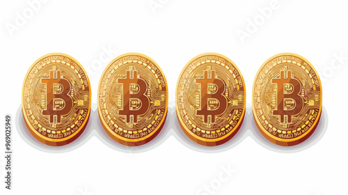 Digital Money Bitcoin Concept Icon in Four Flat Vector Illustrations