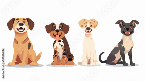 Funny Cartoon Dogs Vector Illustrations Collection