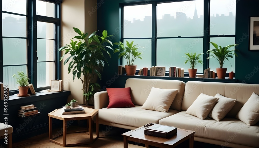 Photo modern style interior room 3d illustration Interior frame living room with colorful white sofa,led with blank frame Photo modern style interior room 3d illustration Interior frame living room with colorful white sofa,led with blank frame