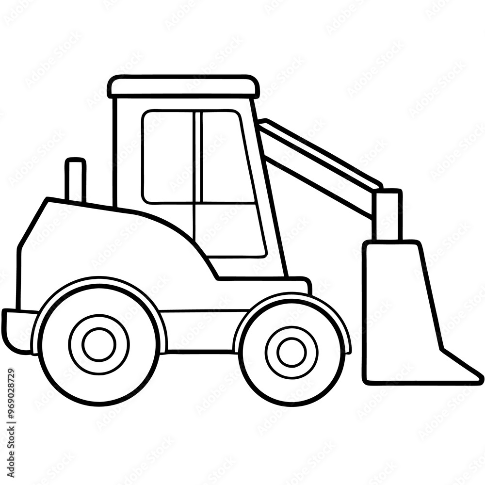 Naklejka premium loader machine outline coloring book page line art drawing