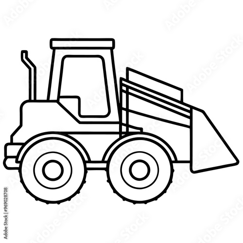 loader machine outline coloring book page line art drawing