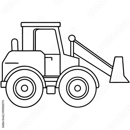 loader machine outline coloring book page line art drawing