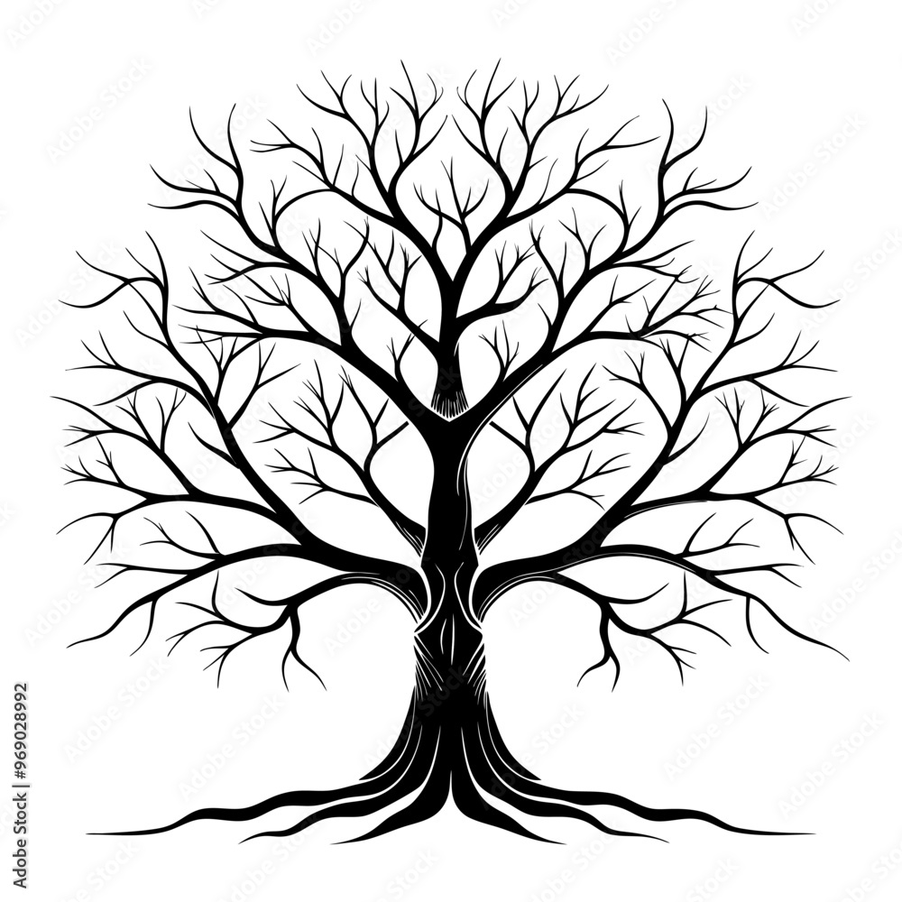 Obraz premium single tree line art vector. hand drawing line black and white tree