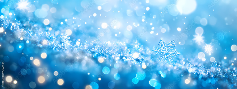 Winter Sky Filled with Glowing Snowflakes Winter Sky Filled with Glowing Snowflakes