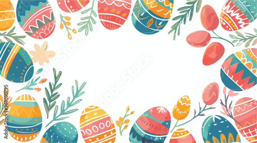 Easter Egg Frame Flat Vector Isolated on White Background