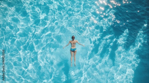 Woman Floating in a Swimming Pool