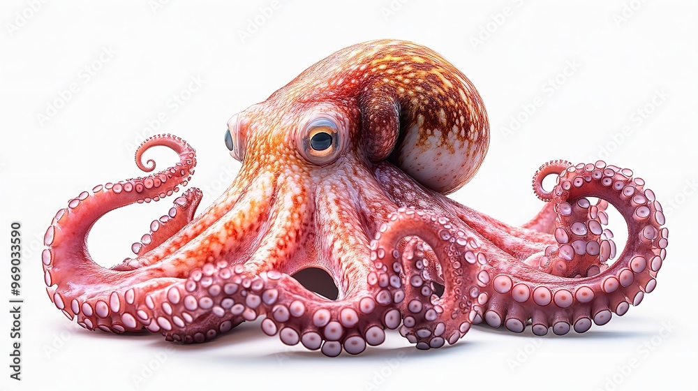 Colorful Octopus with Tentacles Curled Up