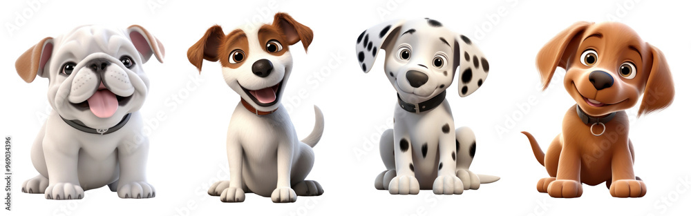 Obraz premium 3D sitting dog png cut out element set