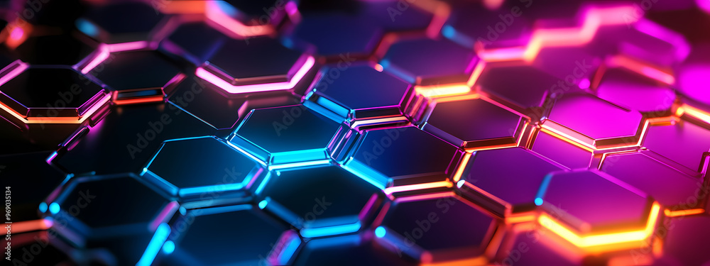 Abstract Neon Hexagonal Network Abstract Neon Hexagonal Network