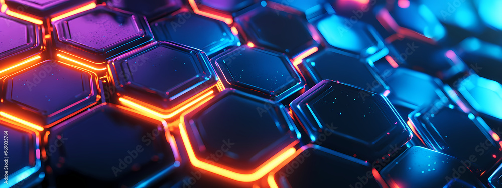 Abstract Neon Hexagonal Network Abstract Neon Hexagonal Network