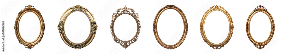 Antique oval frame png cut out element set Antique oval frame png cut out element set
