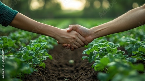 Handshake Between Business Partners: A Vegetable Farmer Collaborating with a Customer for Sustainable Growth