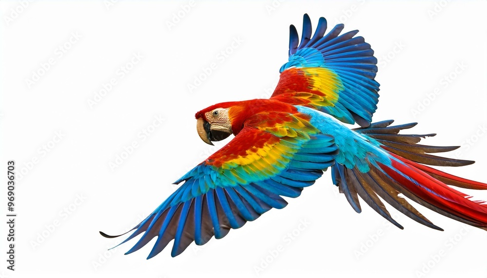 Obraz premium blue and yellow parrot colourful wing features illustration nature